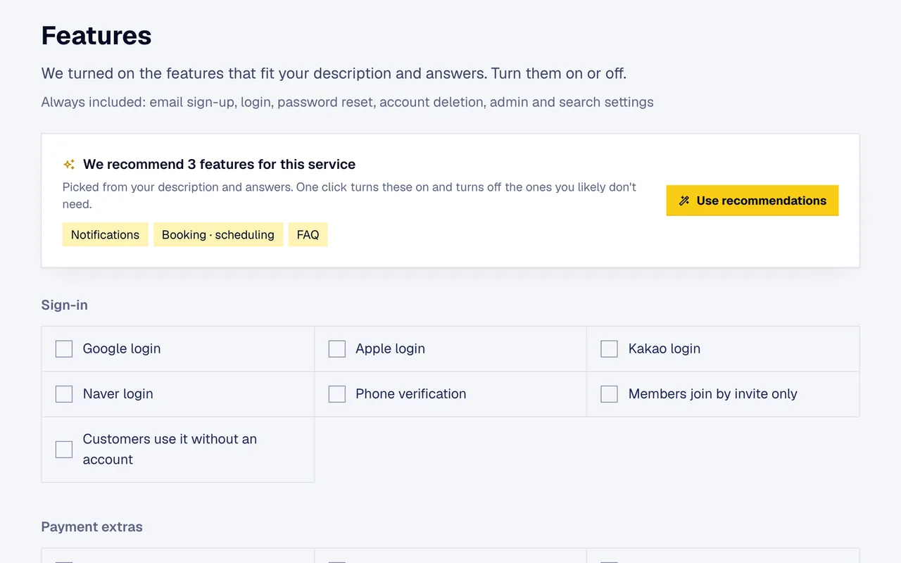 Picking features