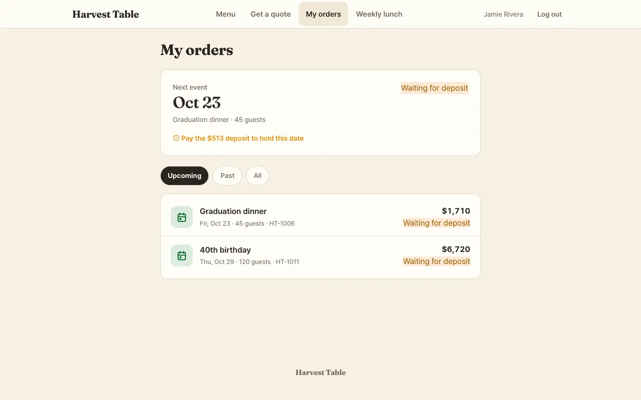 My orders and deposit
