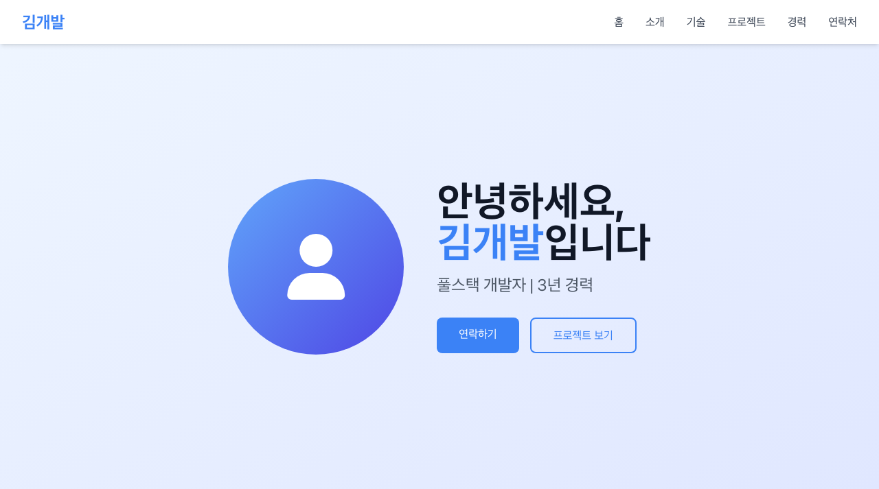 개발자 포트폴리오 미리보기